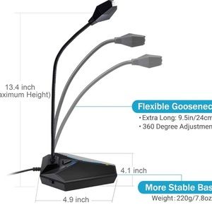 USB Computer Microphone, Plug &Play Desktop Omnidirectional Condenser PC